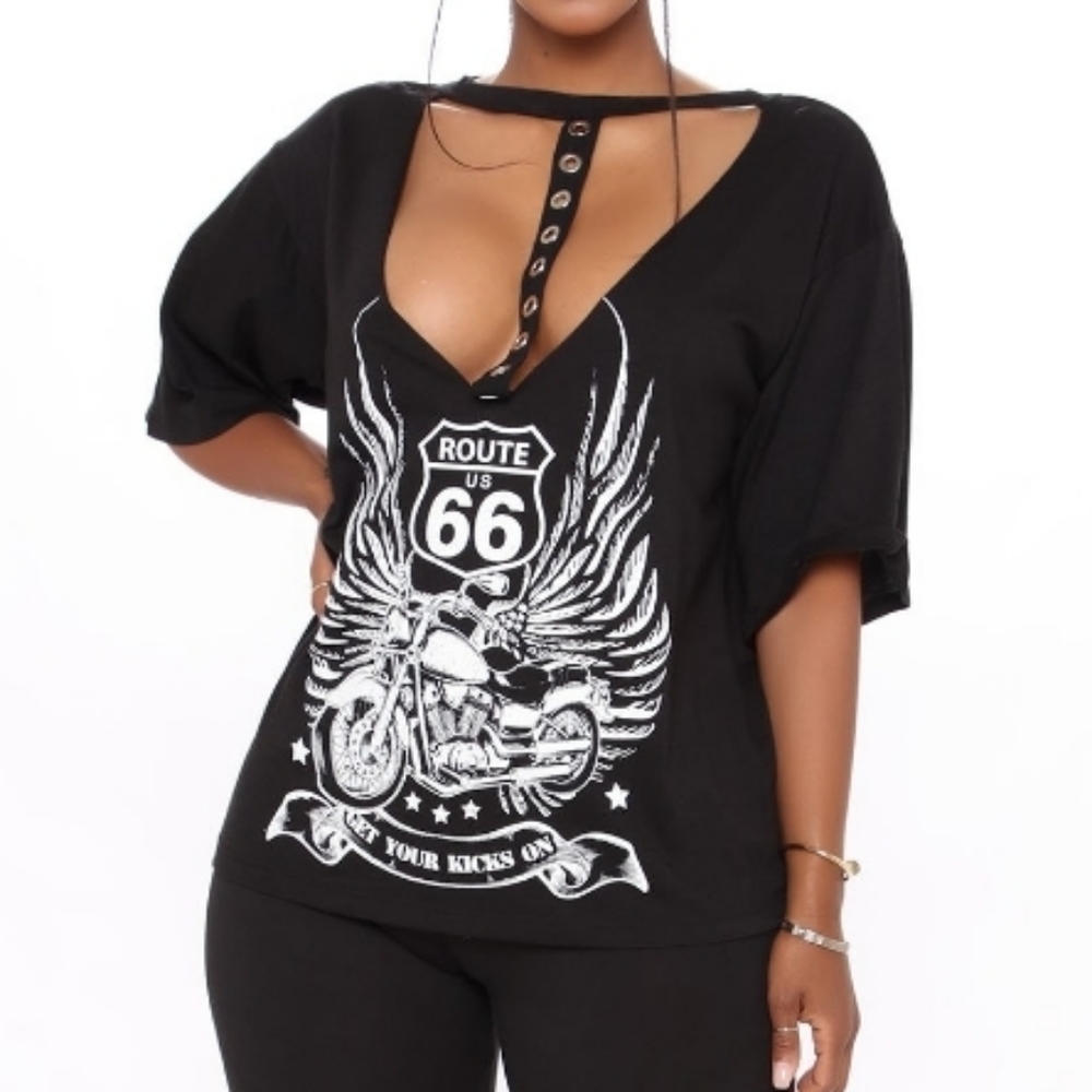 (RUNS VERY BIG) Route 66 Road Tunic Top